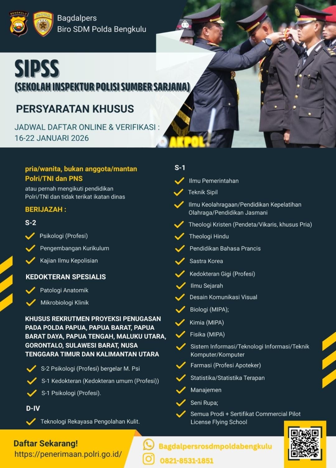 Pendaftaran SIPSS Polri 2026 Berakhir Besok, Jangan Lewatkan Jalur Emas Jadi Perwira