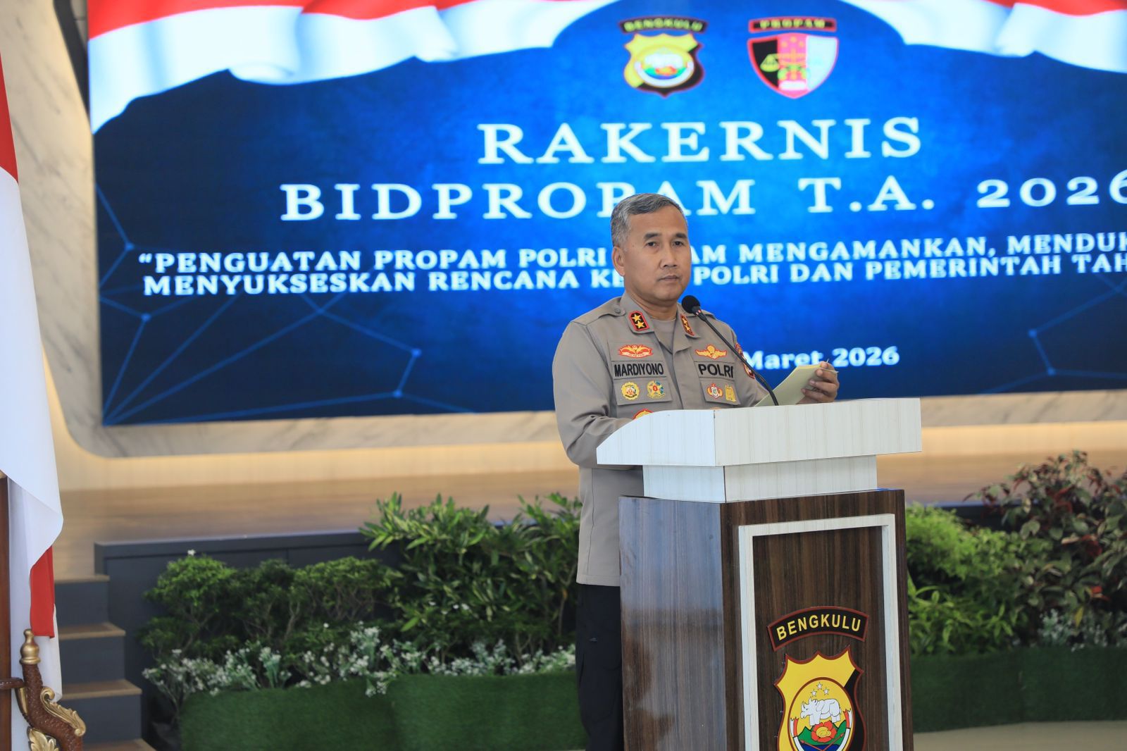 Kapolda Bengkulu Pimpin Pembukaan Rakernis Bidpropam Polda Bengkulu T.A 2026 : Tekankan Penguatan Propam dalam Mengamankan Stabilitas Kamtibmas